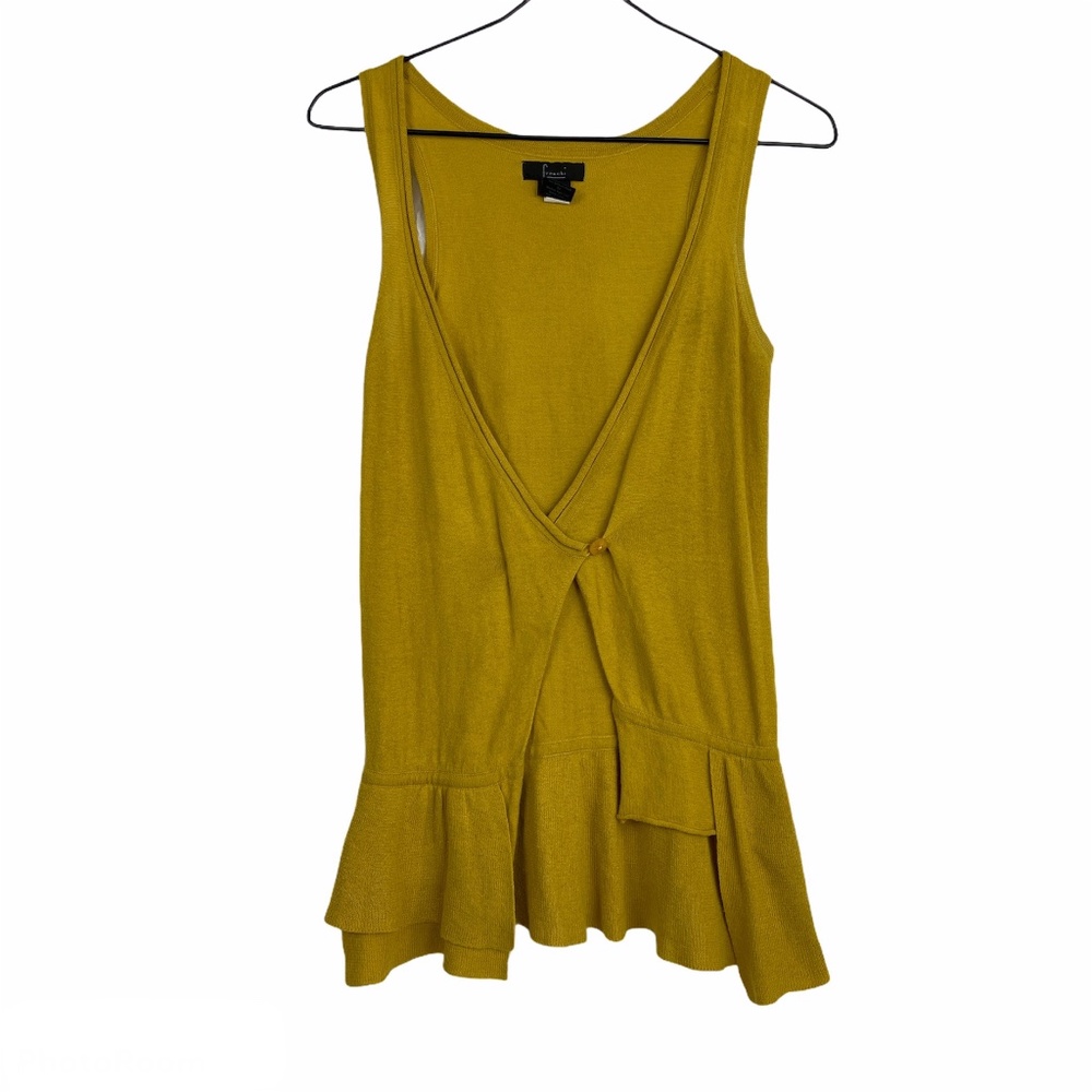 Y2K Mustard Yellow Asymmetrical Tunic Vest